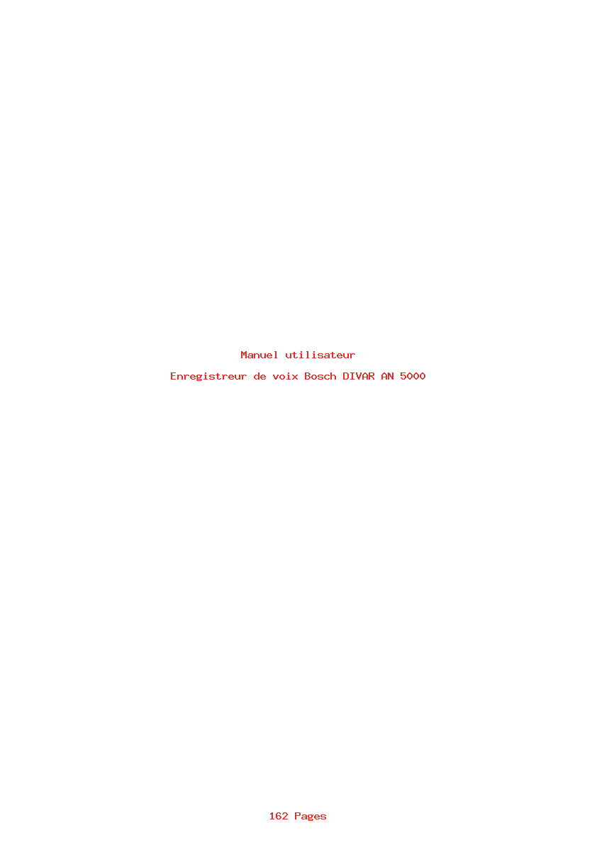 Page 1 de la notice Manuel utilisateur Bosch DIVAR AN 5000