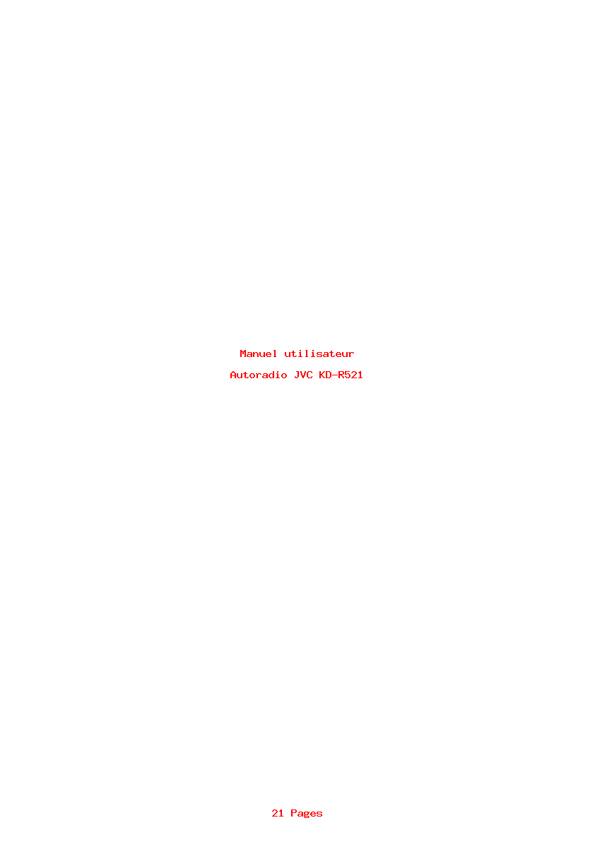 Page 1 de la notice Manuel utilisateur JVC KD-R521