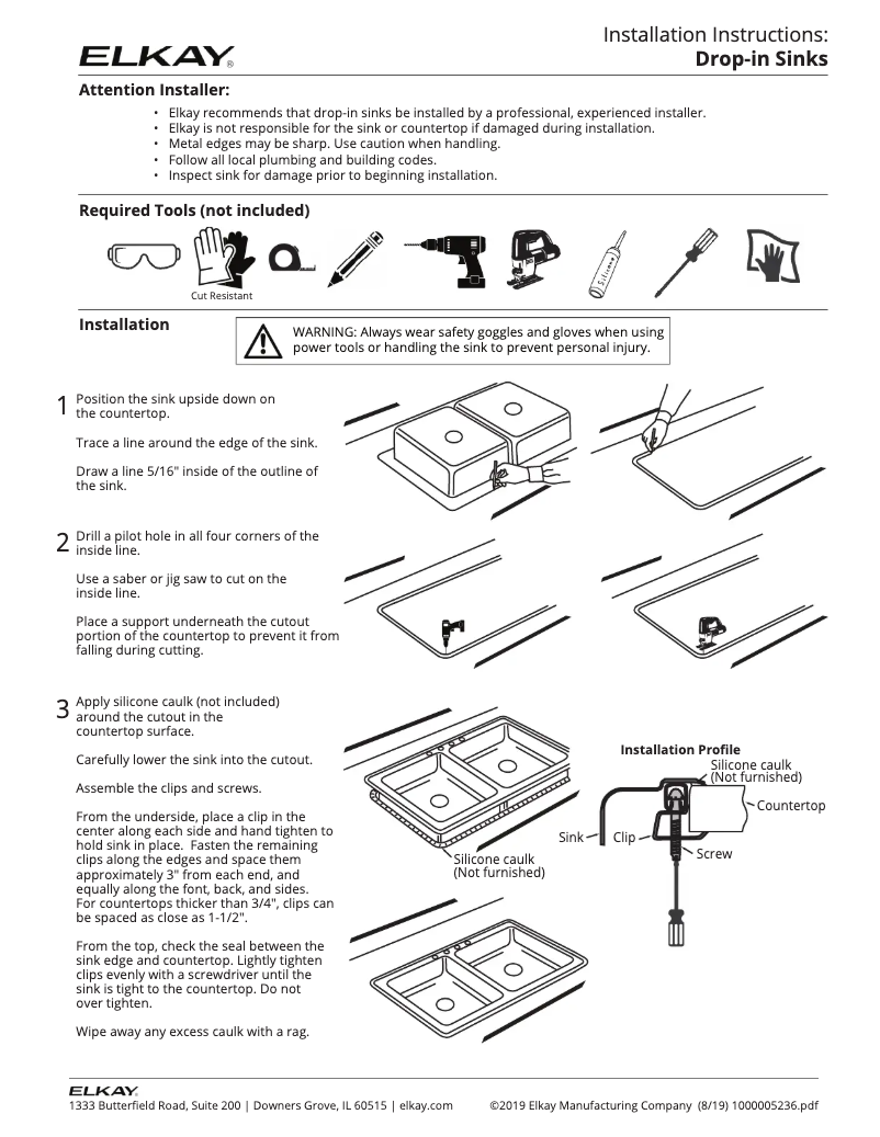 Page 1 de la notice Manuel utilisateur Elkay CuVerro LRAD2522601-CU