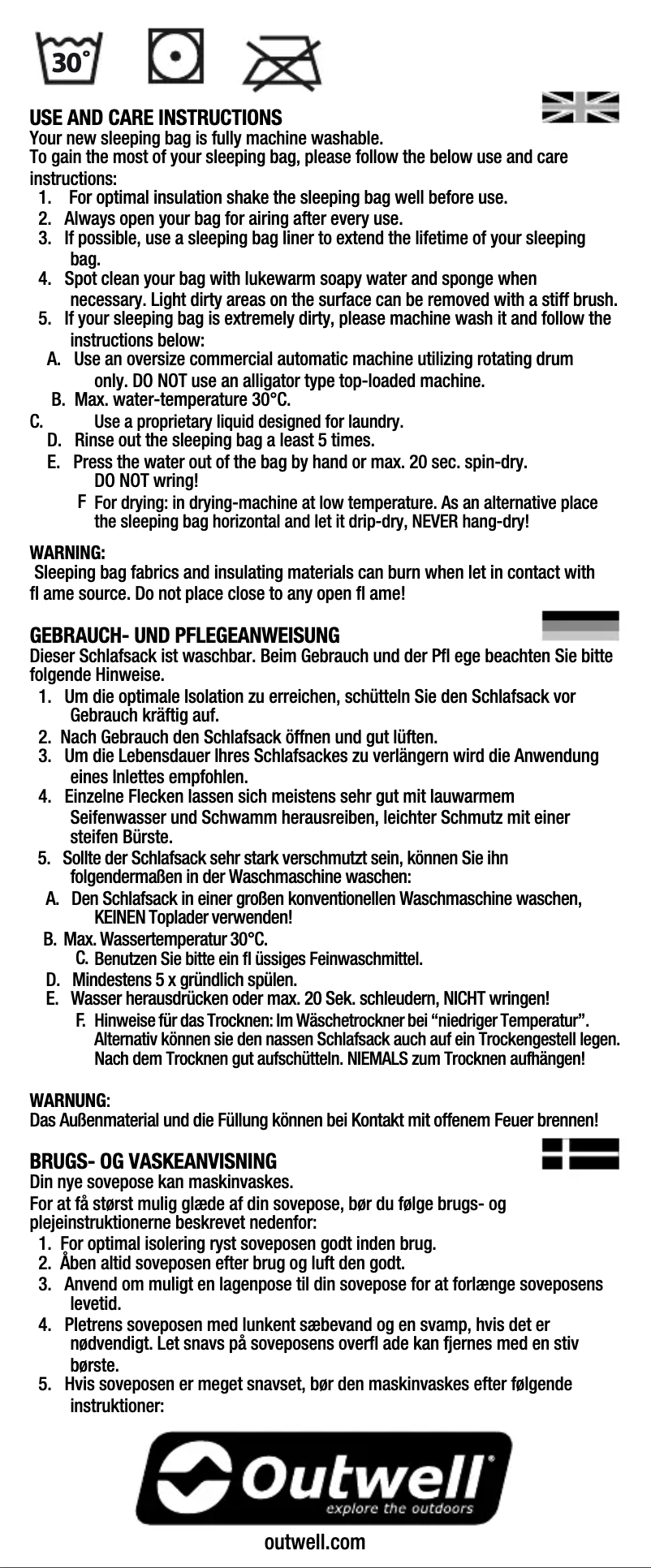 Page 1 de la notice Manuel utilisateur Outwell Campion Junior