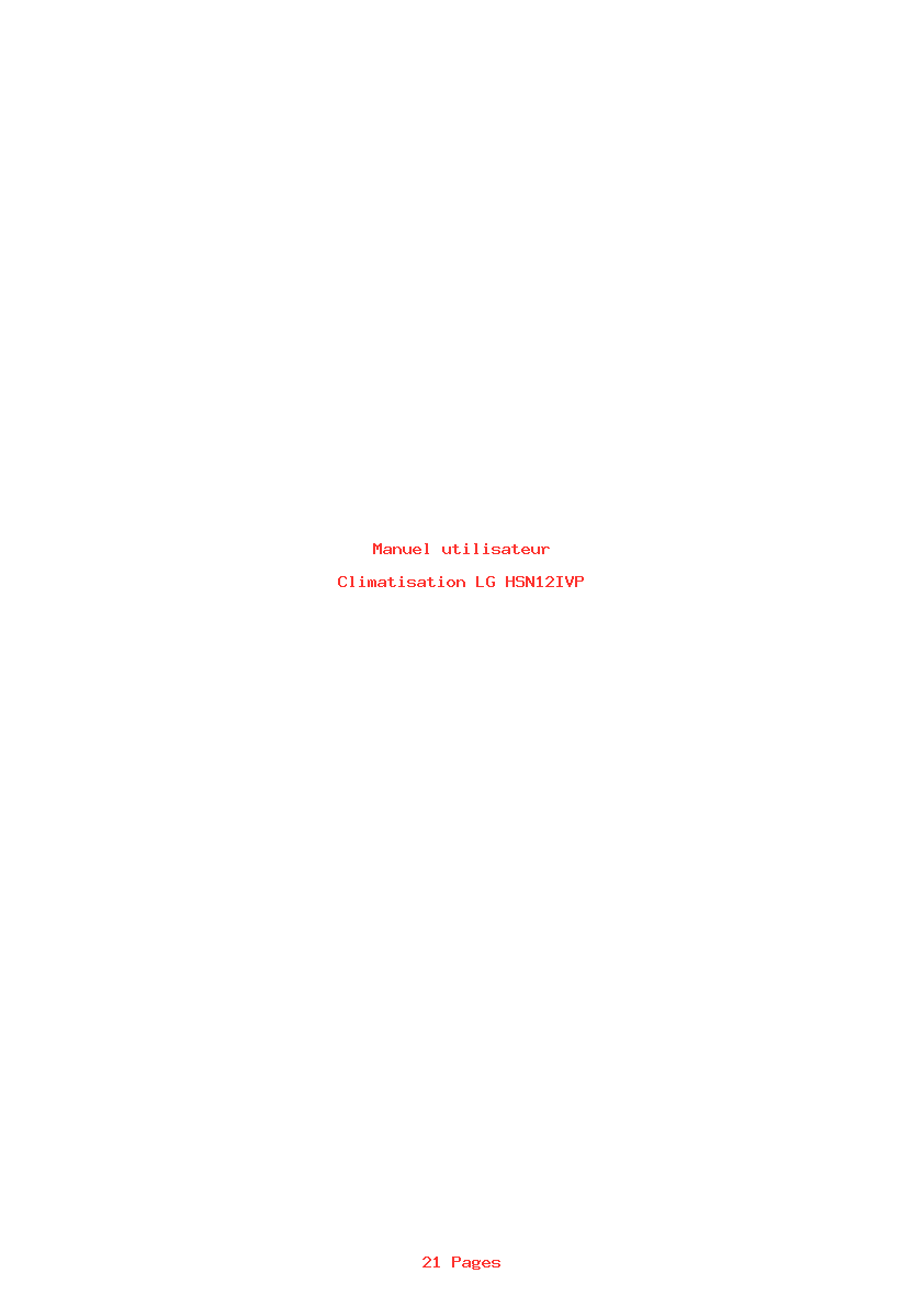 Page 1 de la notice Manuel utilisateur LG HSN12IVP