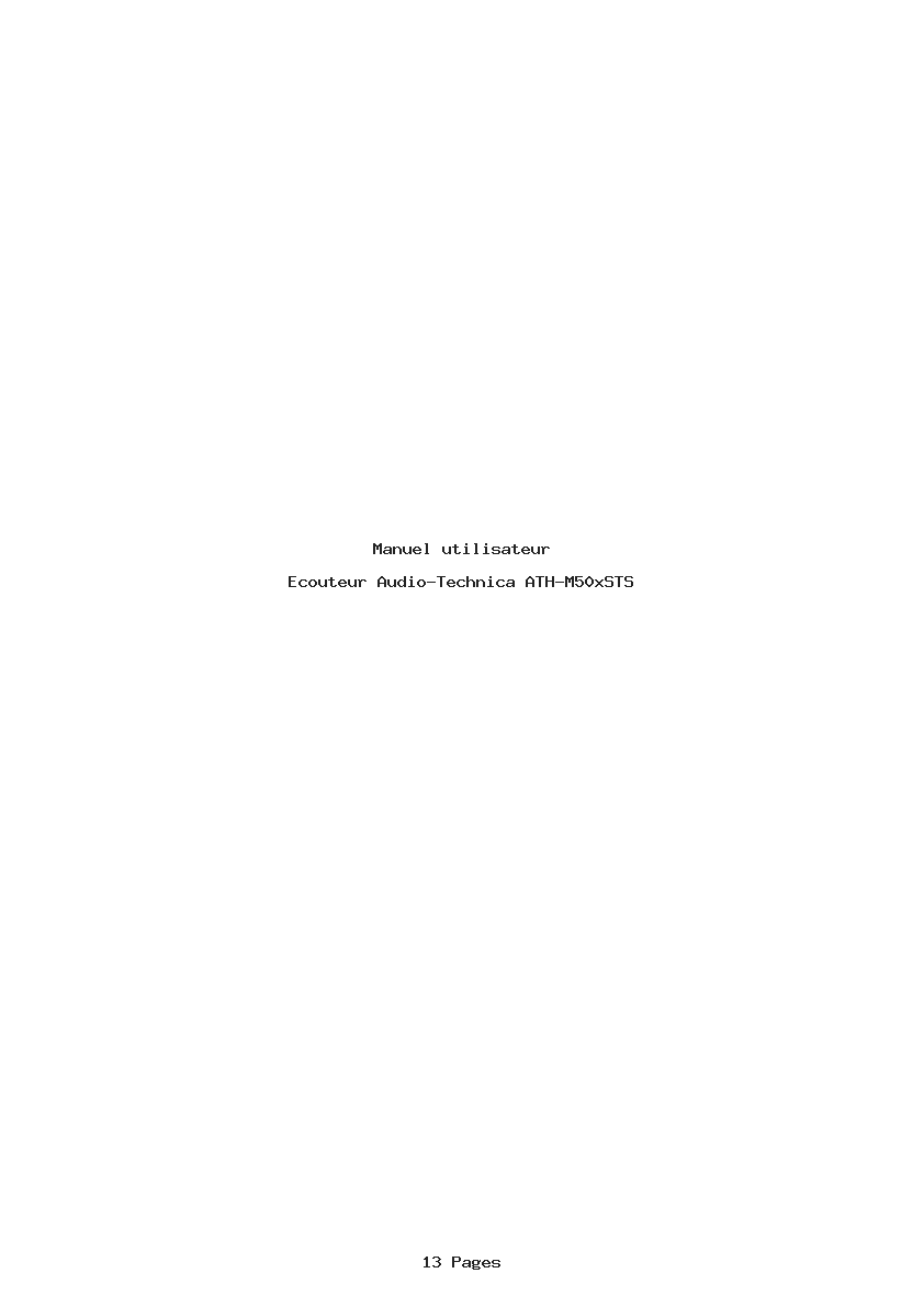 Page 1 de la notice Manuel utilisateur Audio-Technica ATH-M50xSTS