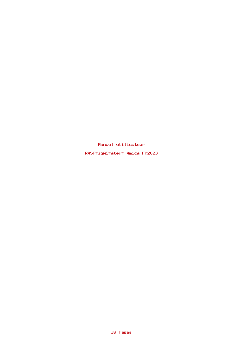 Page 1 de la notice Manuel utilisateur Amica FK2623