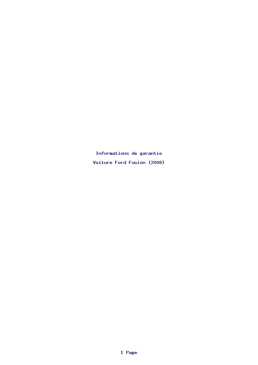 Page 1 de la notice Informations de garantie Ford Fusion (2008)