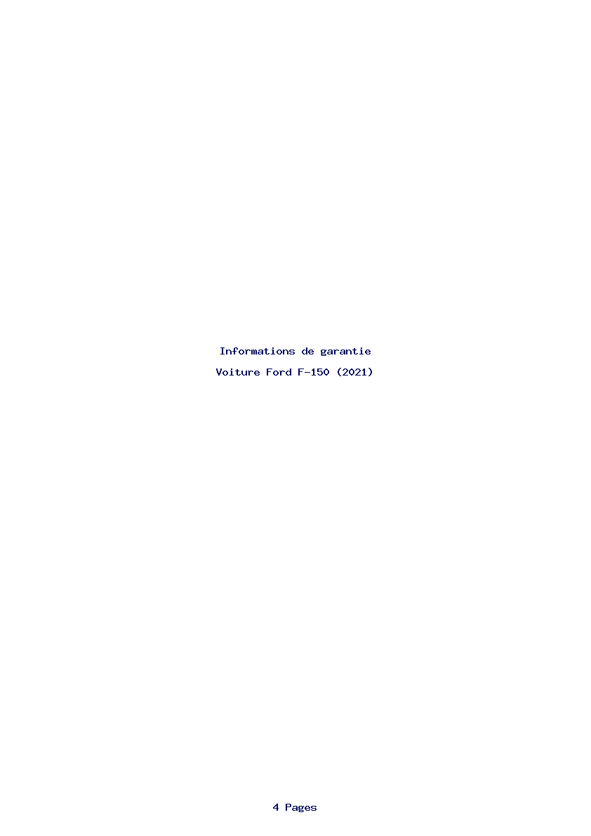 Page 1 de la notice Informations de garantie Ford F-150 (2021)
