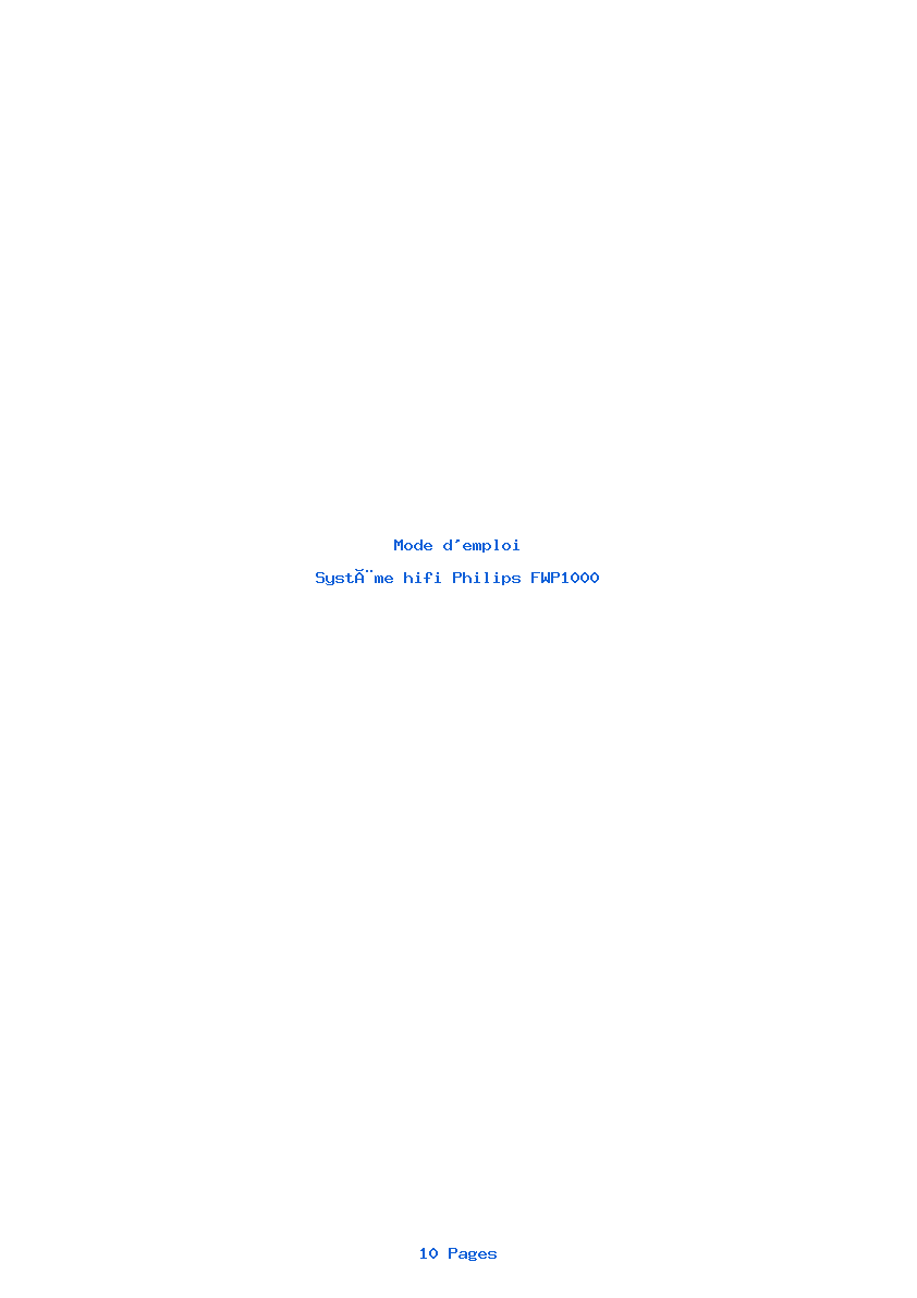 Page 1 de la notice Mode d'emploi Philips FWP1000