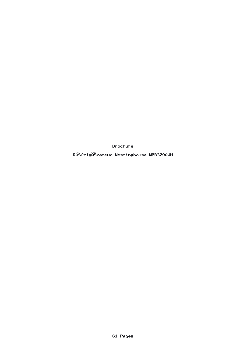Page 1 de la notice Brochure Westinghouse WBB3700WH