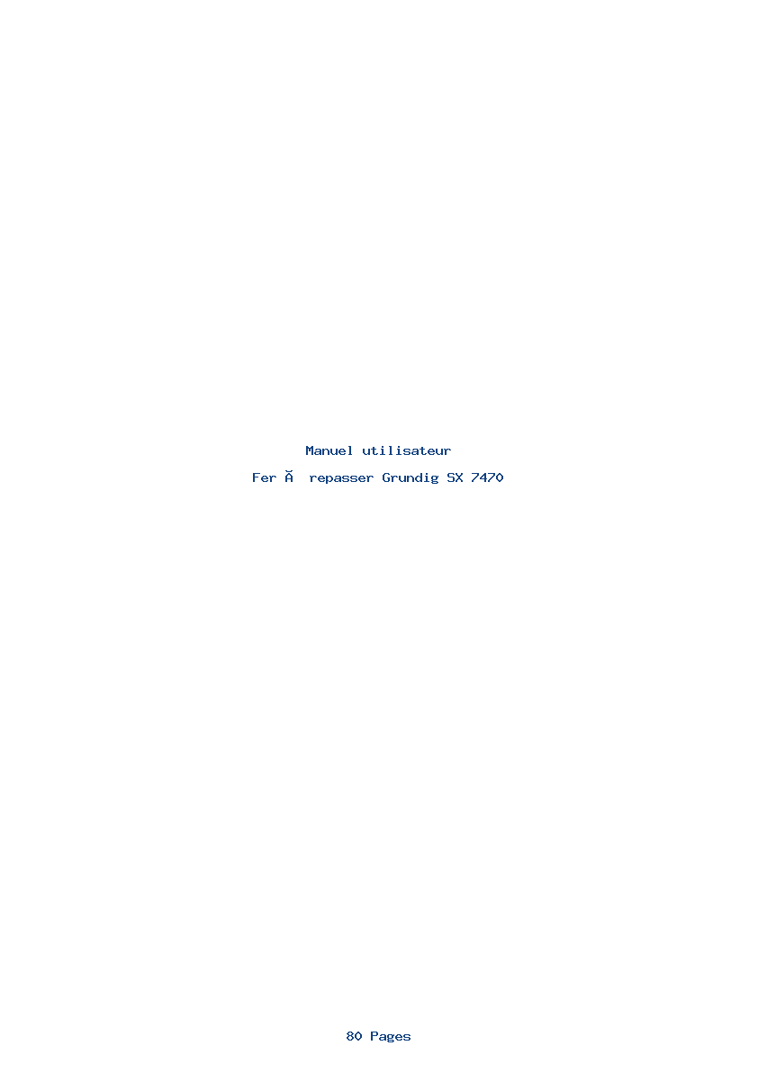 Page 1 de la notice Manuel utilisateur Grundig SX 7470