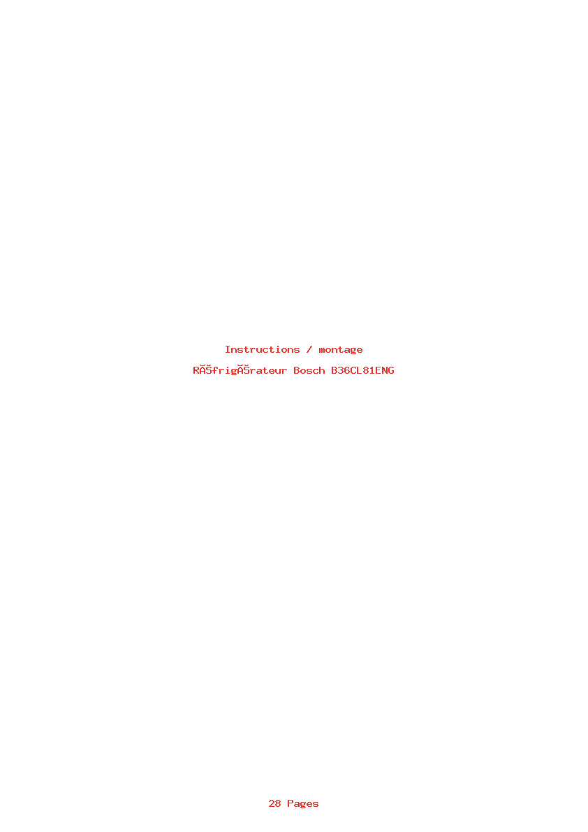 Image de la première page du manuel de l'appareil B36CL81ENG