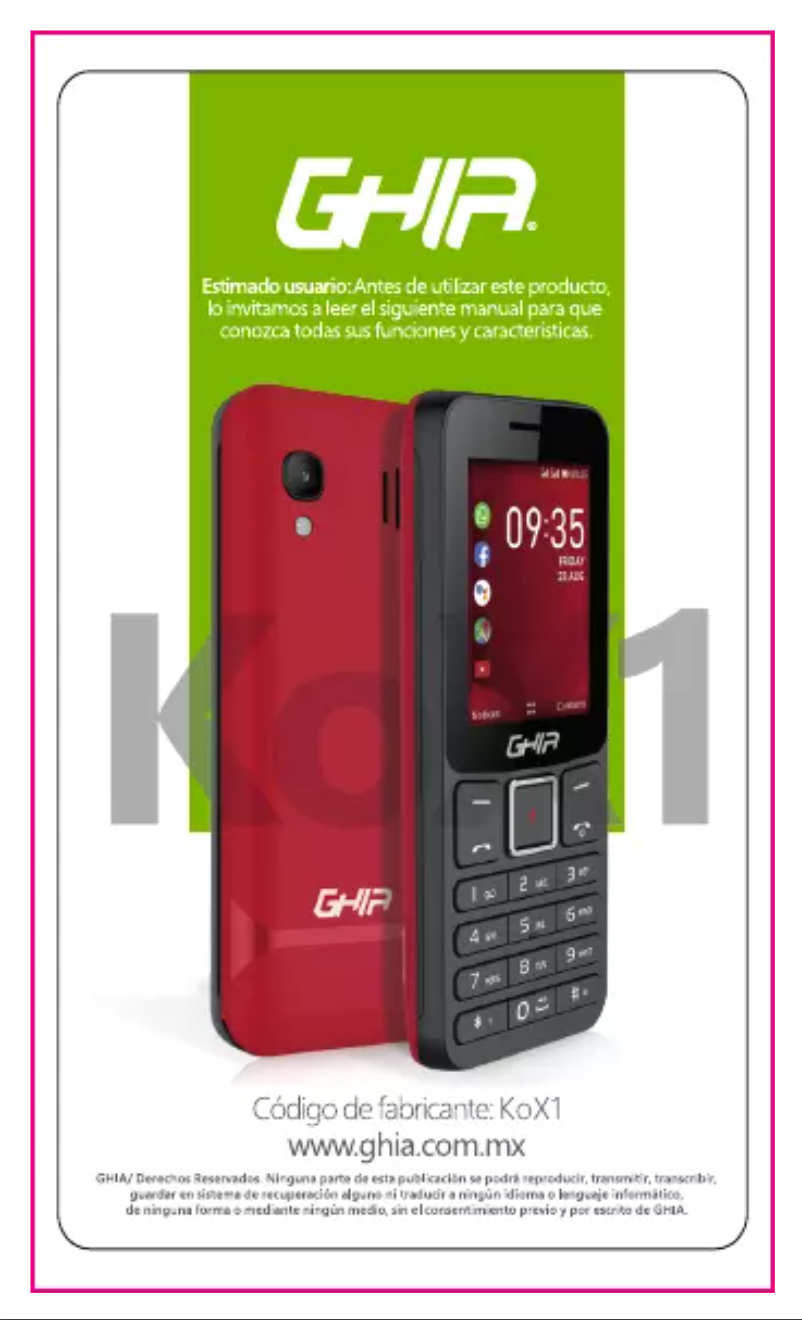 Page 1 de la notice Manuel utilisateur Ghia KoX1