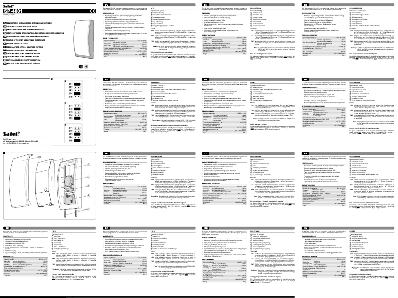 Page 1 of the manual User Manual Satel SP-4001