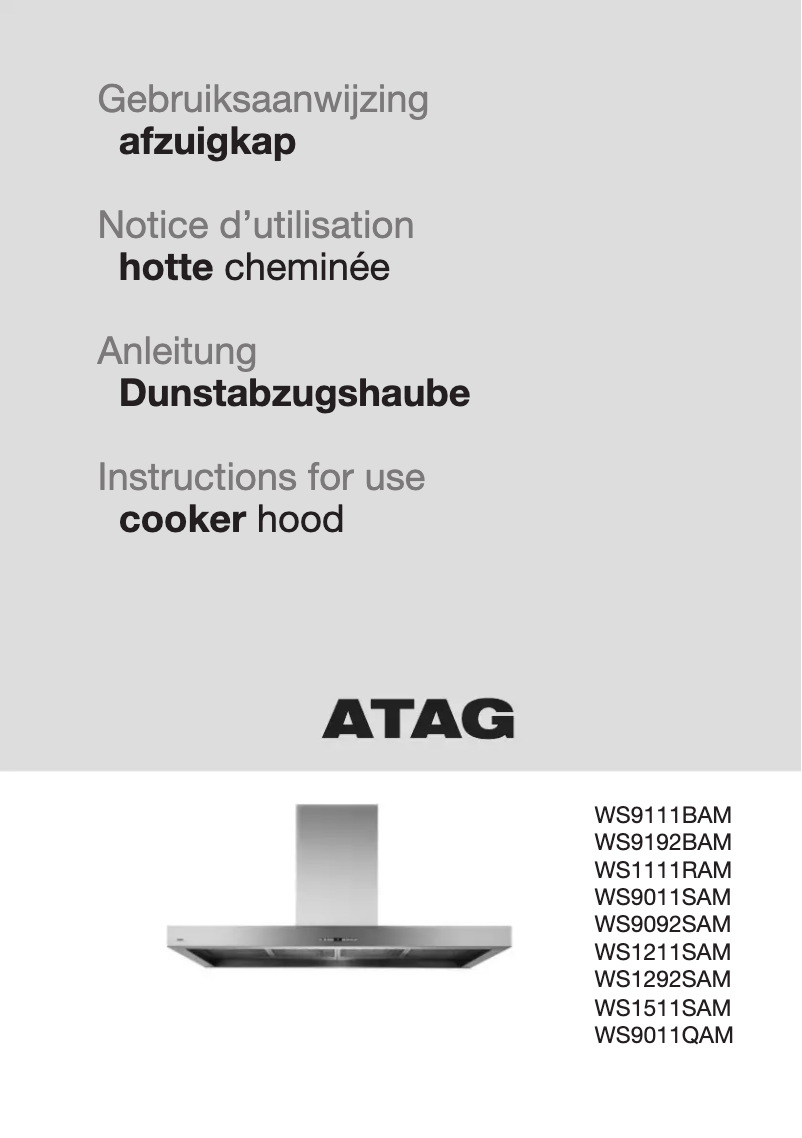 Page 1 de la notice Manuel utilisateur Atag WS9192BAM