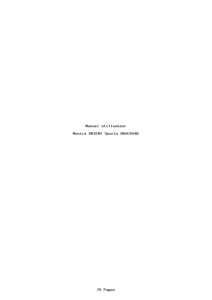 Page 1 de la notice Manuel utilisateur ORIENT Sports DB0C004D