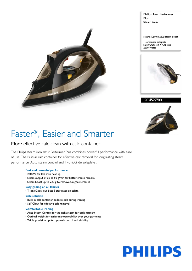 Página 1 del manual Ficha técnica Philips Azur Performer Plus GC4527