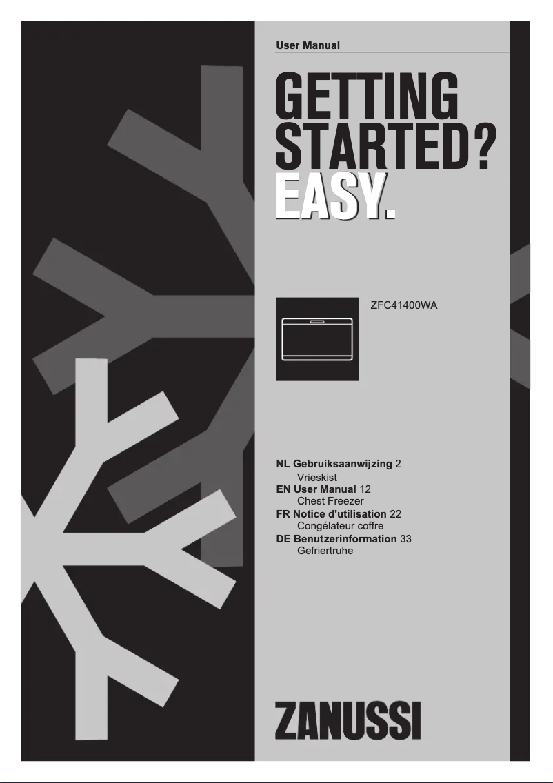 Page 1 de la notice Manuel utilisateur Zanussi ZFC41400WA