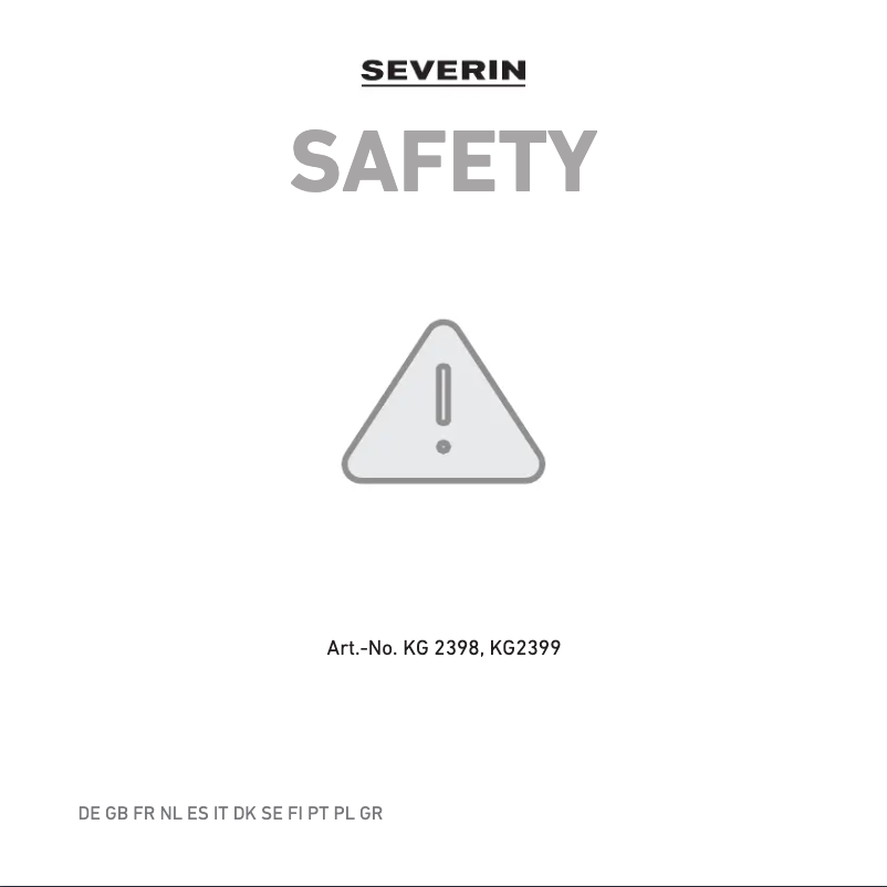 Page 1 de la notice Instructions de sécurité Severin KG 2398