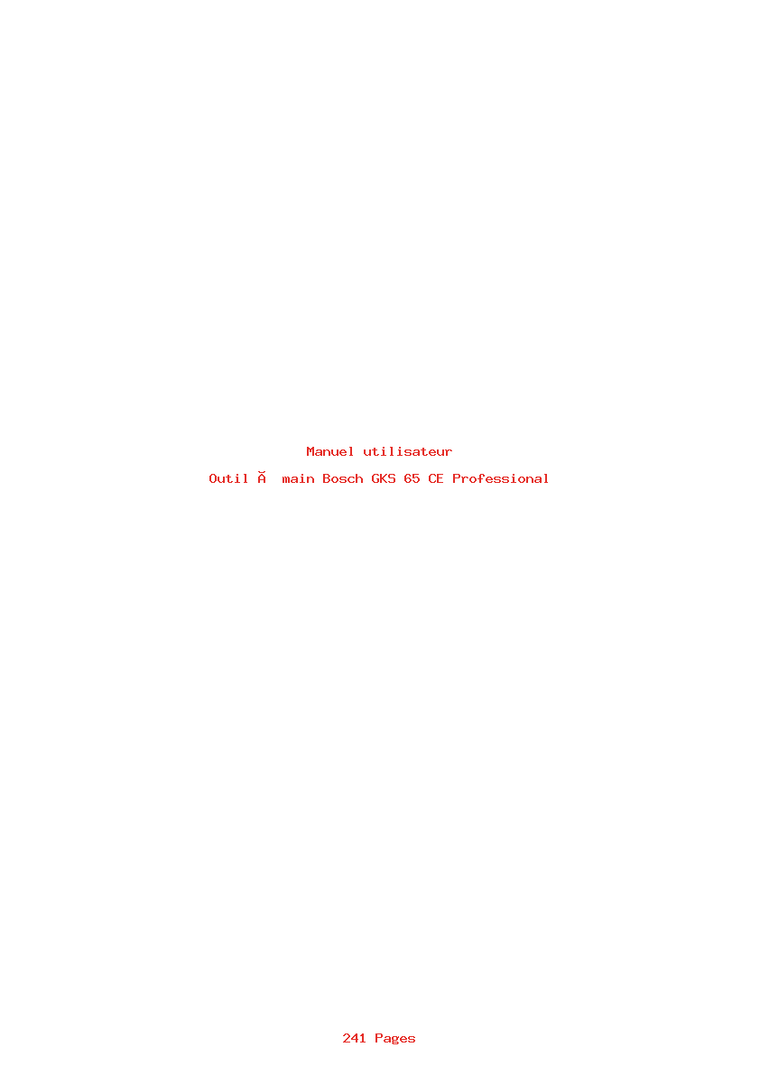 Page 1 de la notice Manuel utilisateur Bosch GKS 65 CE Professional
