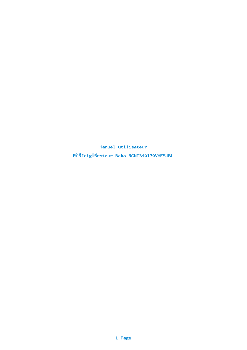Page 1 de la notice Manuel utilisateur Beko RCNT340I30VHFSUBL