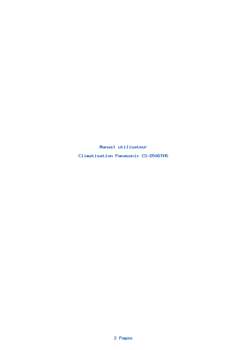 Page 1 de la notice Manuel utilisateur Panasonic CS-D50DTH5
