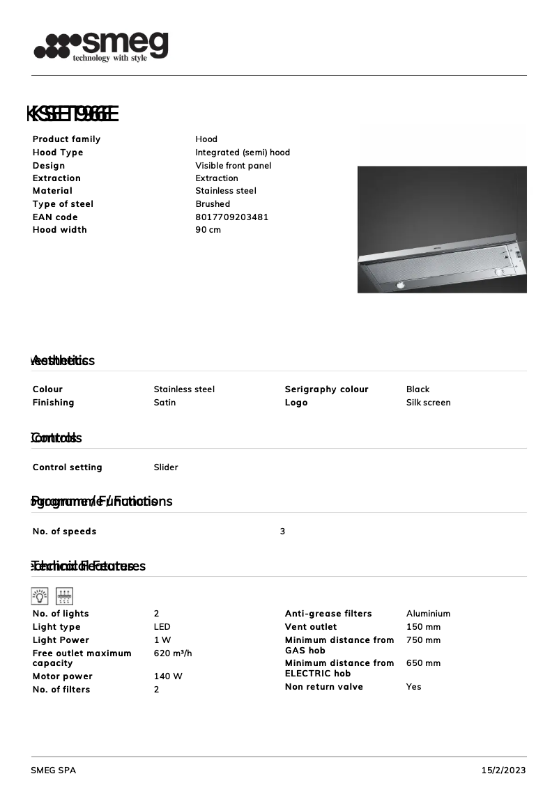Page 1 de la notice Brochure Smeg KSET96E