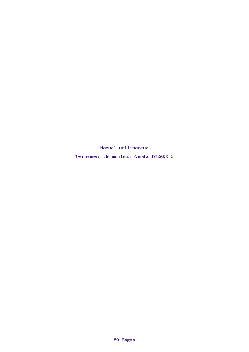 Page 1 de la notice Manuel utilisateur Yamaha DTX6K3-X