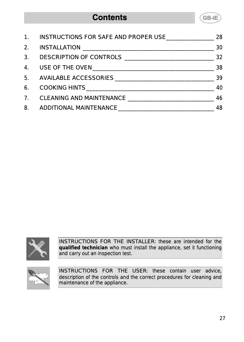 Page 1 de la notice Manuel utilisateur Smeg SE 708