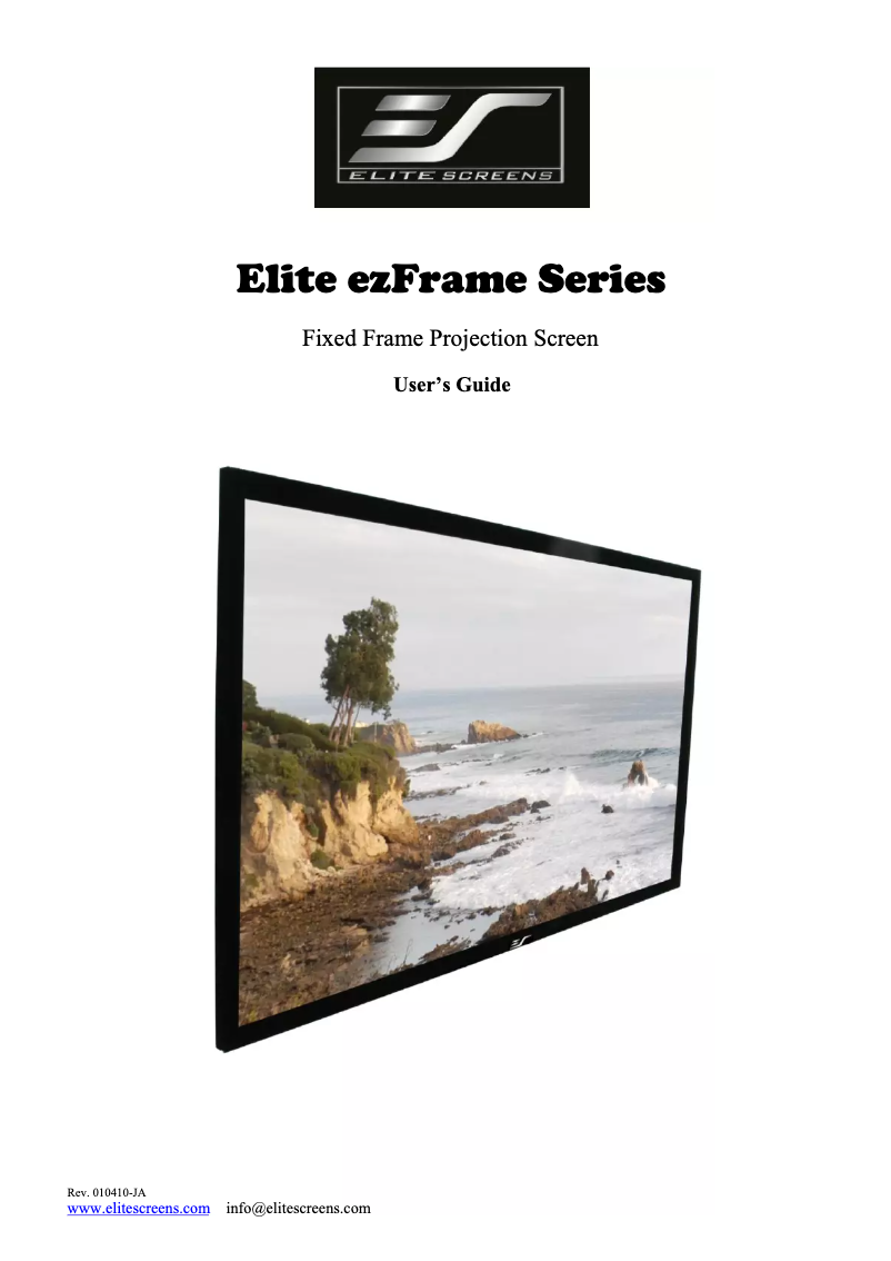 Page 1 de la notice Manuel utilisateur Elite Screens ezFrame R92H1