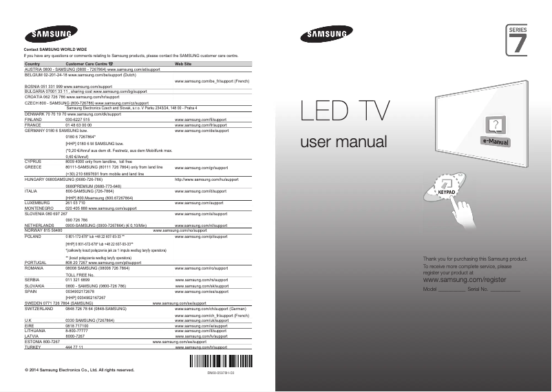 Página 1 del manual Manual de usuario Samsung UE40H7000AL