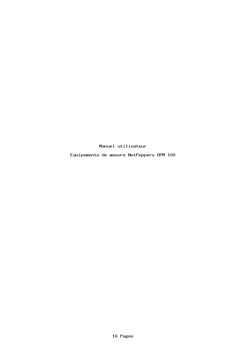 Page 1 de la notice Manuel utilisateur NetPeppers OPM 100