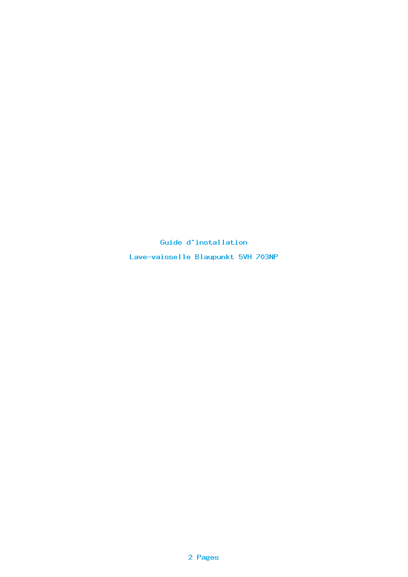 Page 1 de la notice Guide d'installation Blaupunkt 5VH 703NP