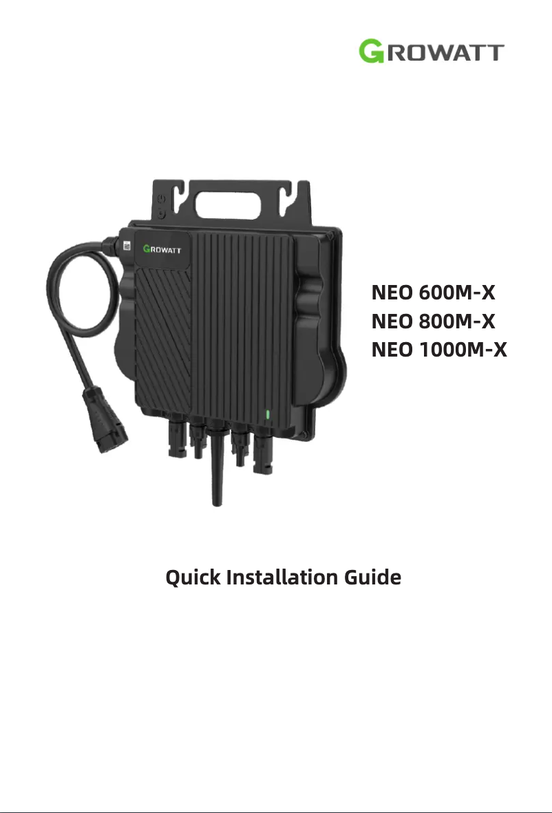 Page 1 de la notice Guide de démarrage rapide Growatt NEO 600-1000M-X