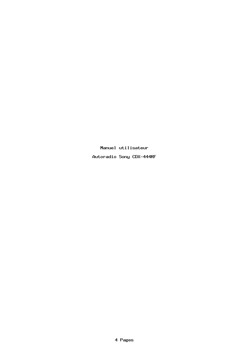 Page 1 de la notice Manuel utilisateur Sony CDX-444RF