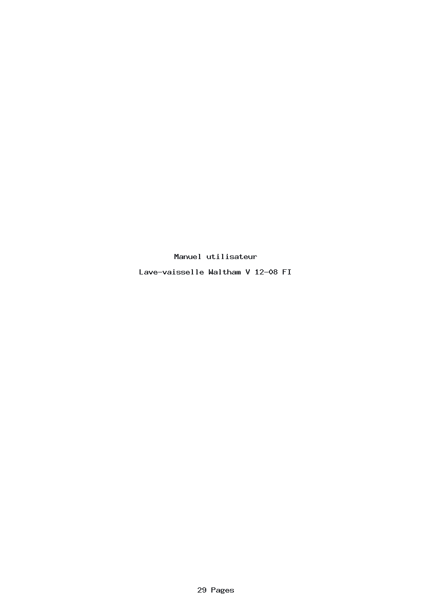 Page 1 de la notice Manuel utilisateur Waltham V 12-08 FI