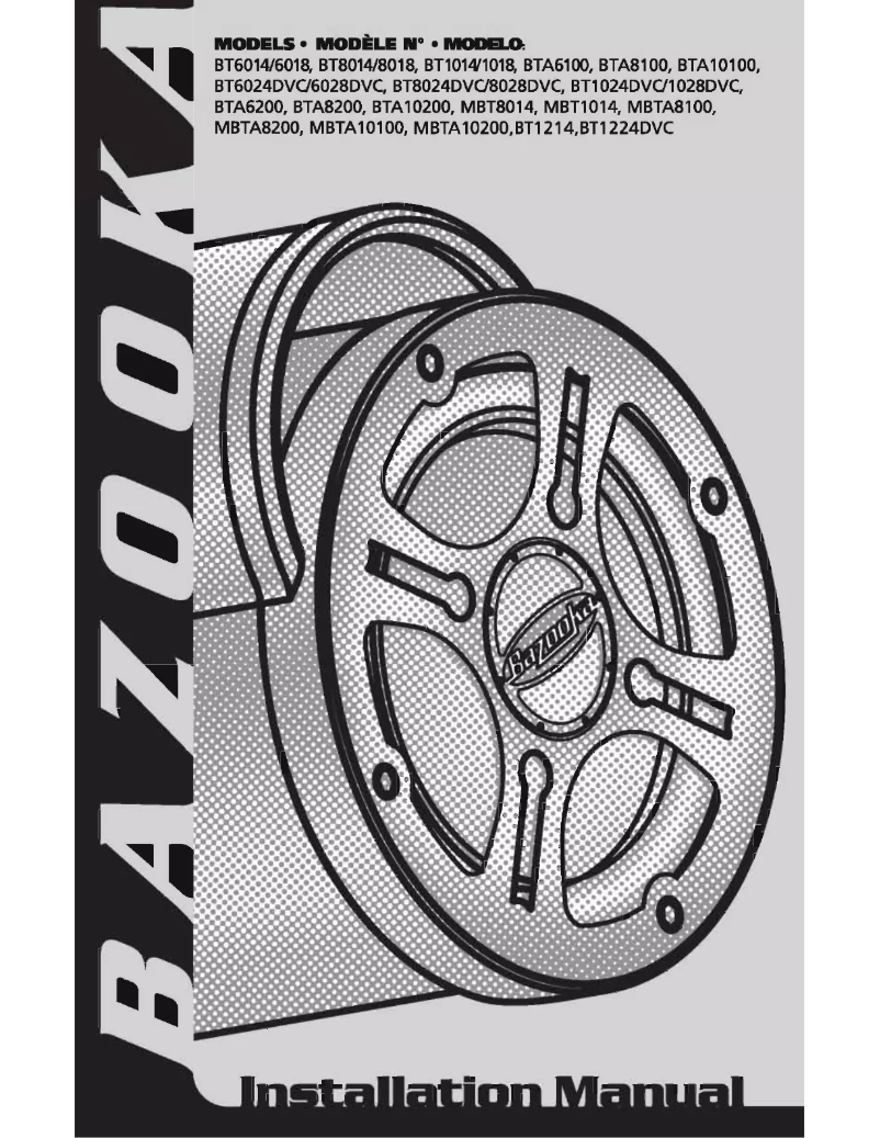 Page 1 de la notice Manuel utilisateur Bazooka BT6028DVC