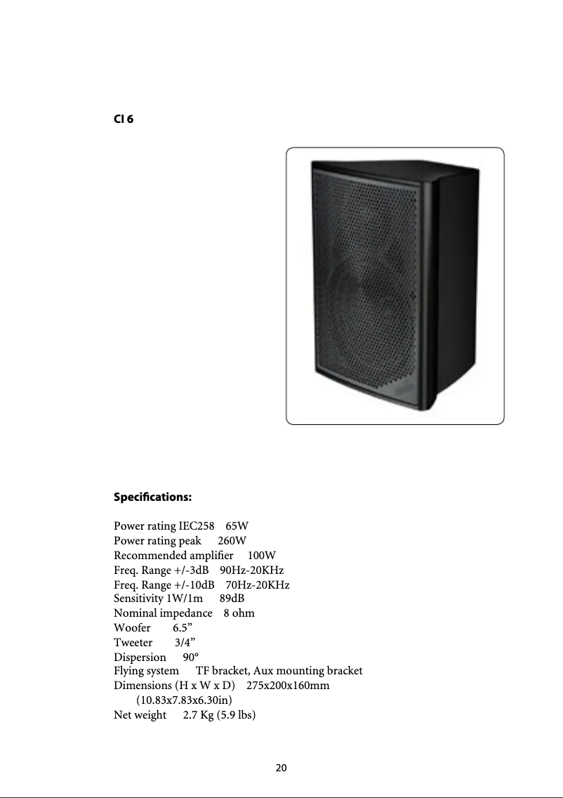 Page 1 de la notice Fiche technique Martin Mach CI6