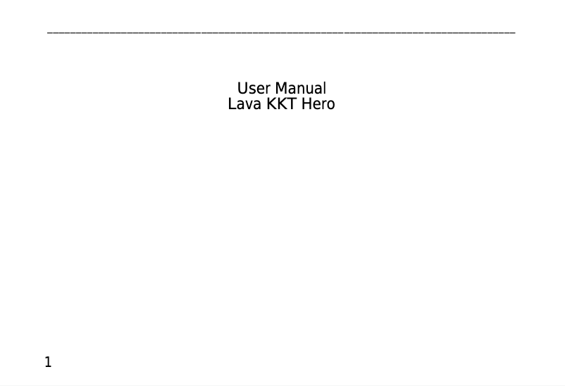 Page 1 de la notice Manuel utilisateur Lava KKT Hero