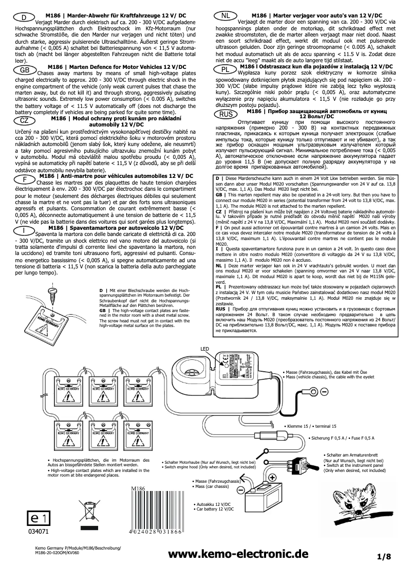 Page 1 de la notice Manuel utilisateur Kemo M186