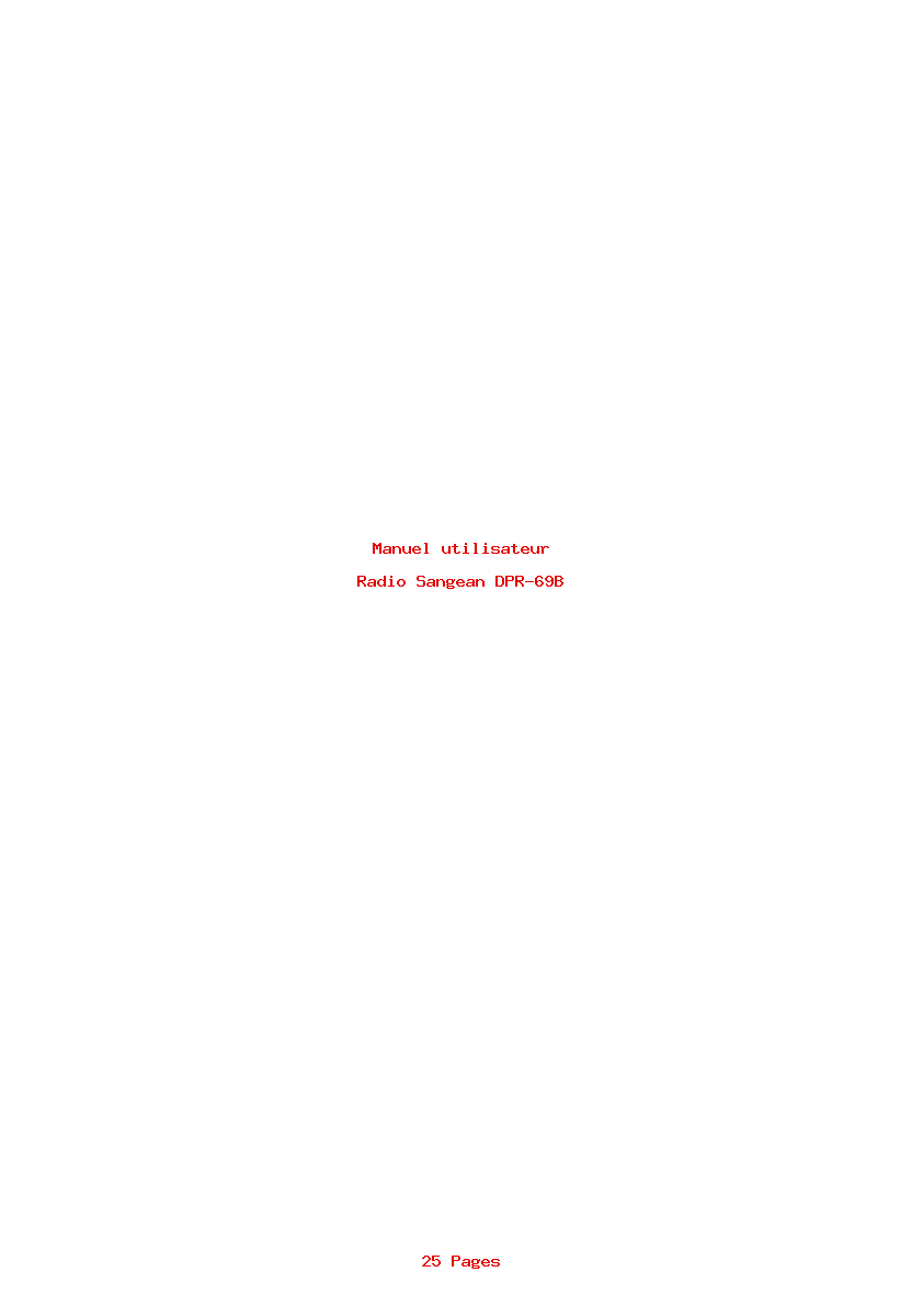 Page 1 de la notice Manuel utilisateur Sangean DPR-69B