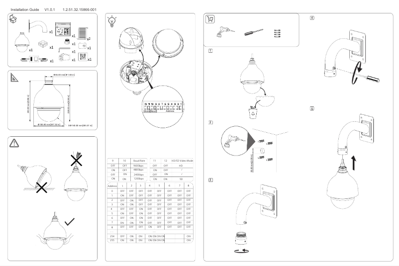 Page 1 de la notice Guide d'installation Dahua Technology SD50225-HC-LA