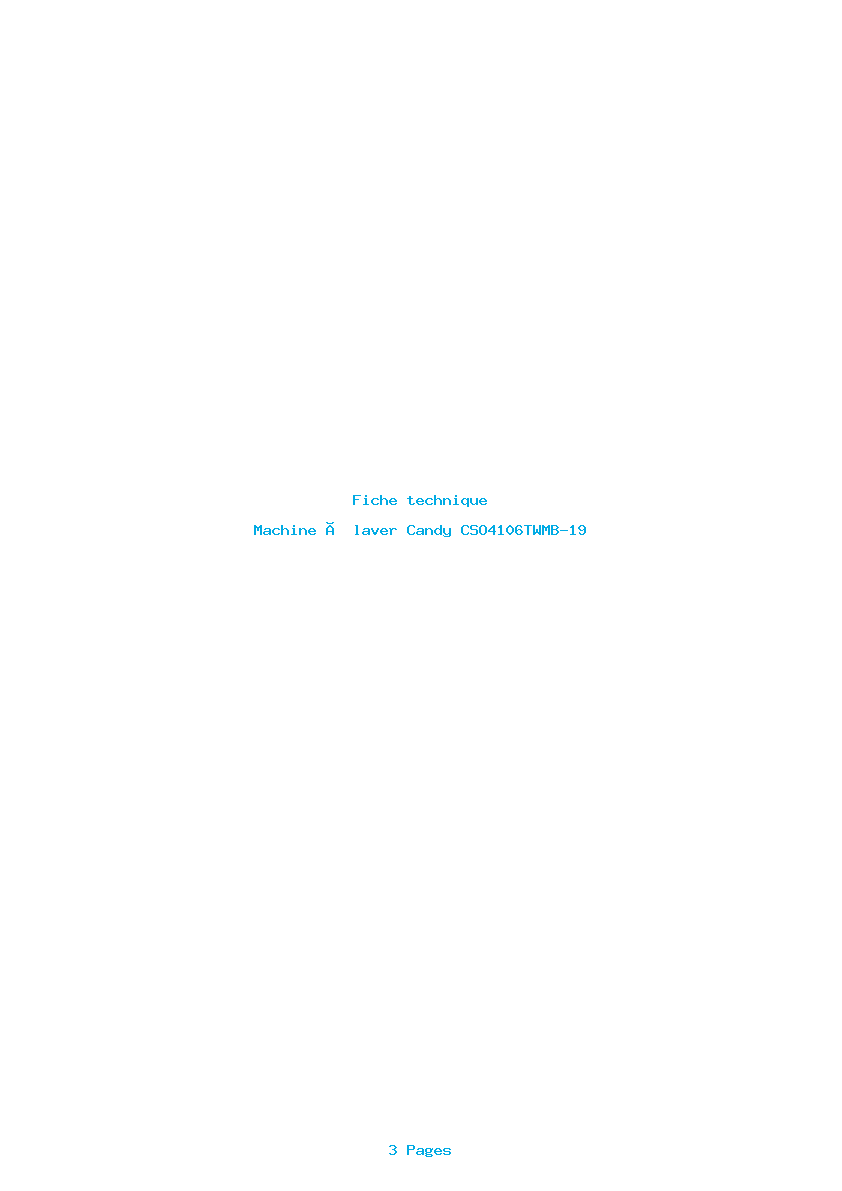 Page 1 de la notice Fiche technique Candy CSO4106TWMB-19