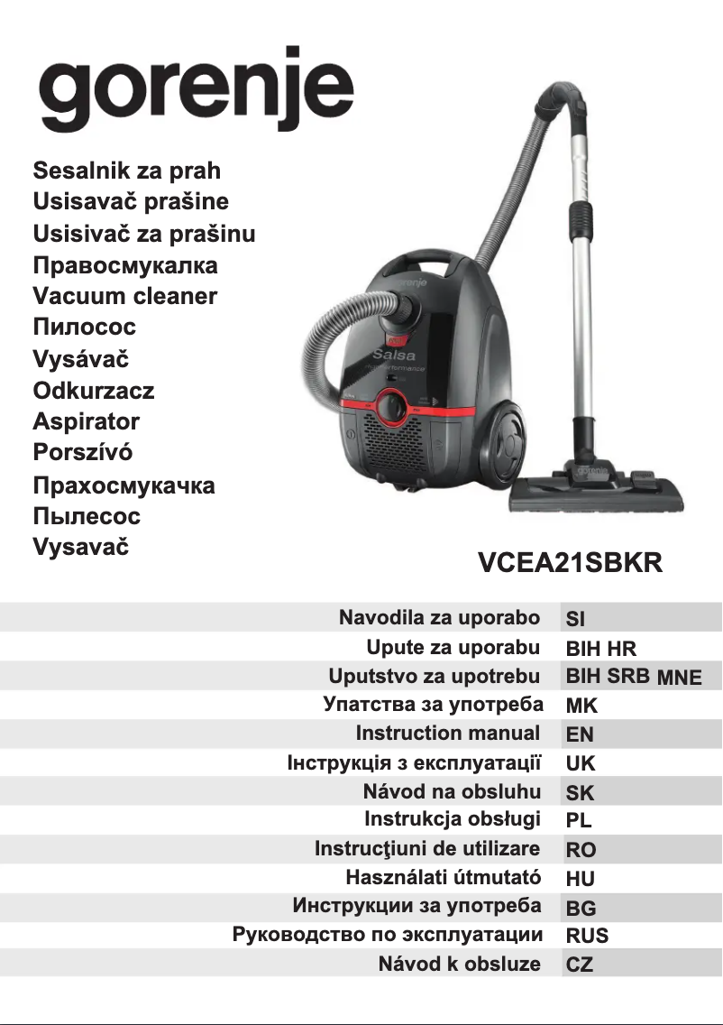 Page 1 of the manual User Manual Gorenje VCEA21SBKR