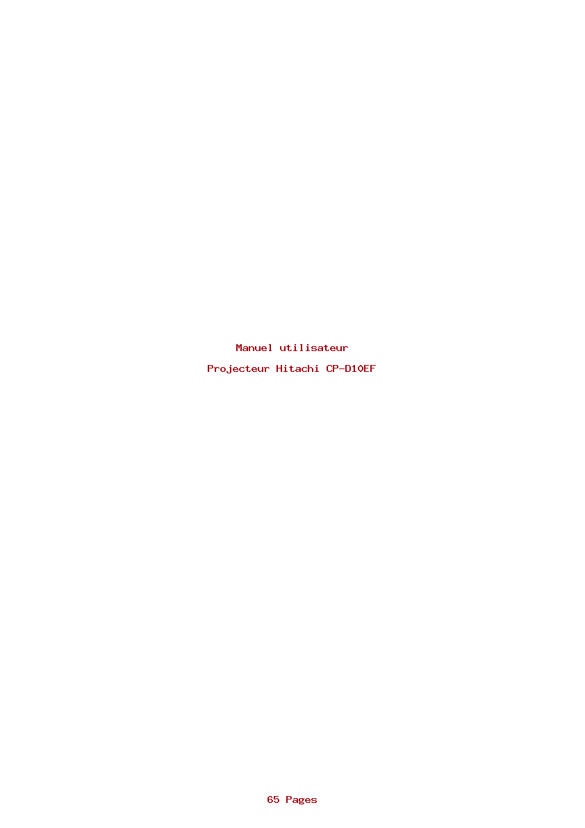 Page 1 de la notice Manuel utilisateur Hitachi CP-D10EF