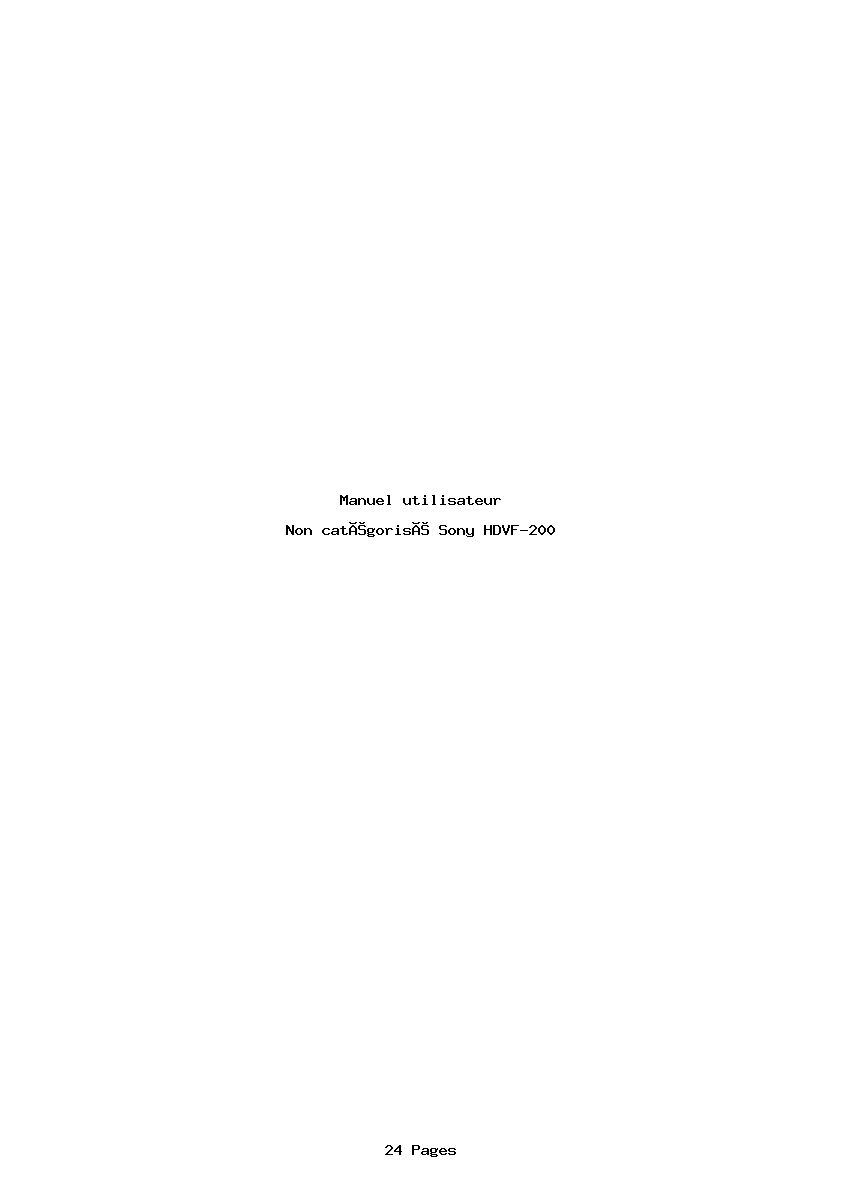 Page 1 de la notice Manuel utilisateur Sony HDVF-200