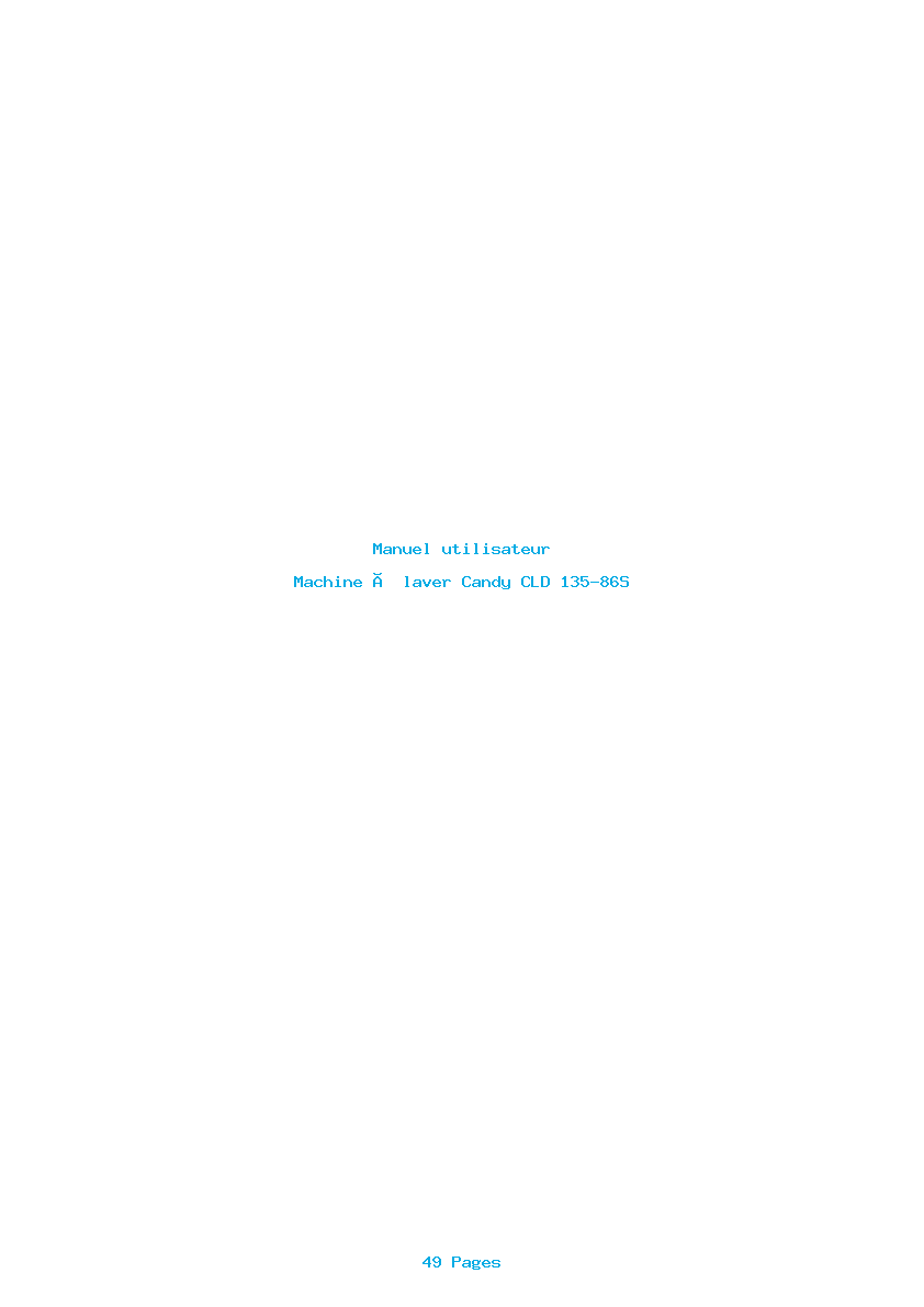 Page 1 de la notice Manuel utilisateur Candy CLD 135-86S