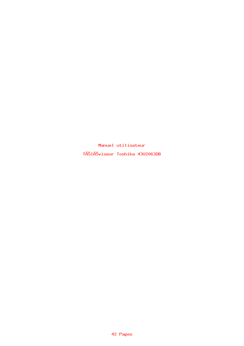 Page 1 de la notice Manuel utilisateur Toshiba 43U2063DB
