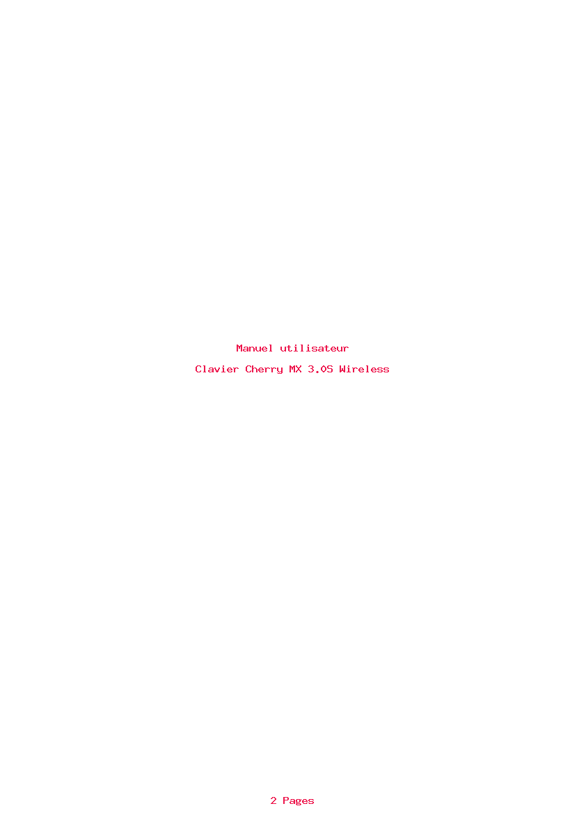 Page 1 de la notice Manuel utilisateur Cherry MX 3.0S Wireless