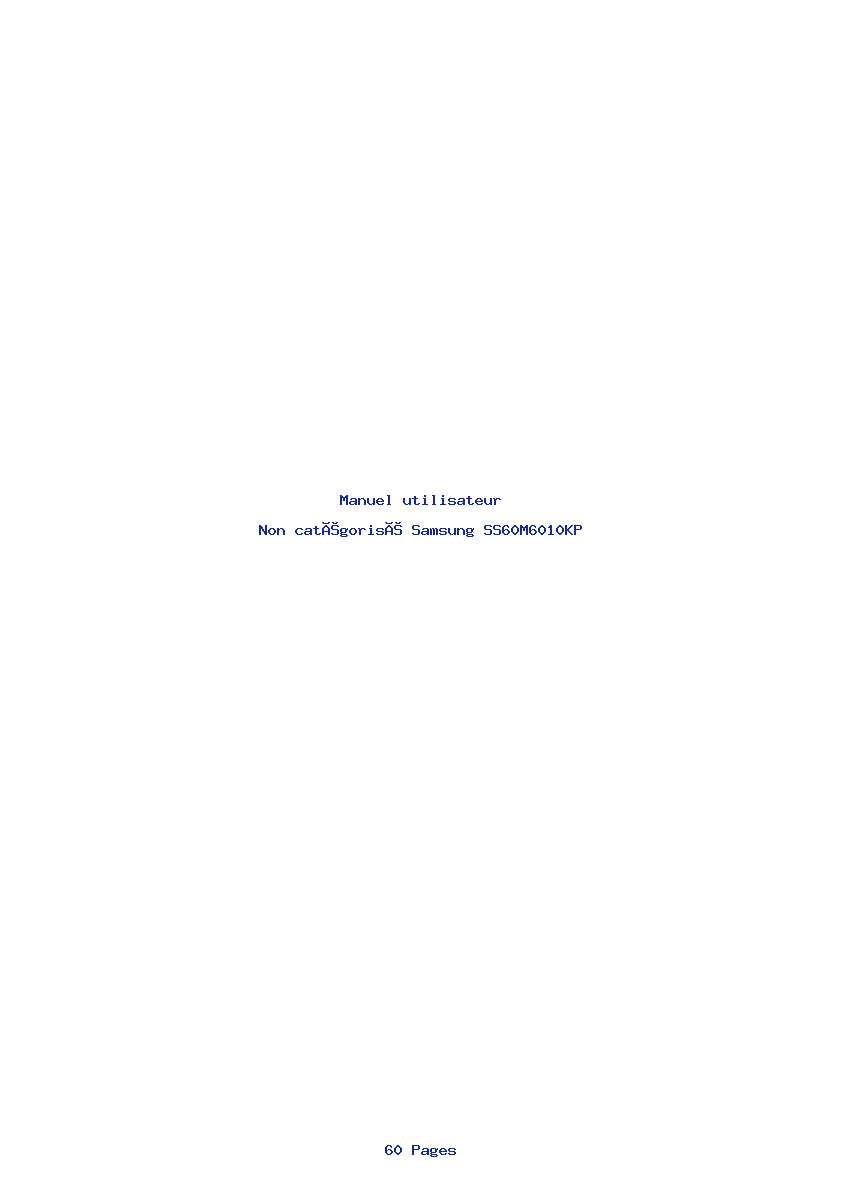 Page 1 de la notice Manuel utilisateur Samsung SS60M6010KP