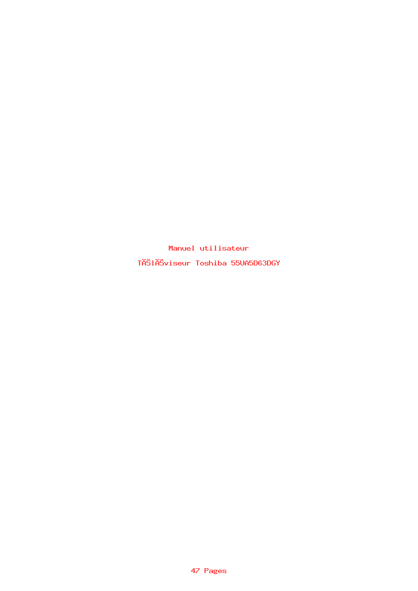 Page 1 de la notice Manuel utilisateur Toshiba 55UA5D63DGY