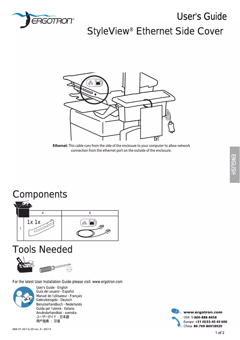 Page 1 de la notice Manuel utilisateur Ergotron 97-856