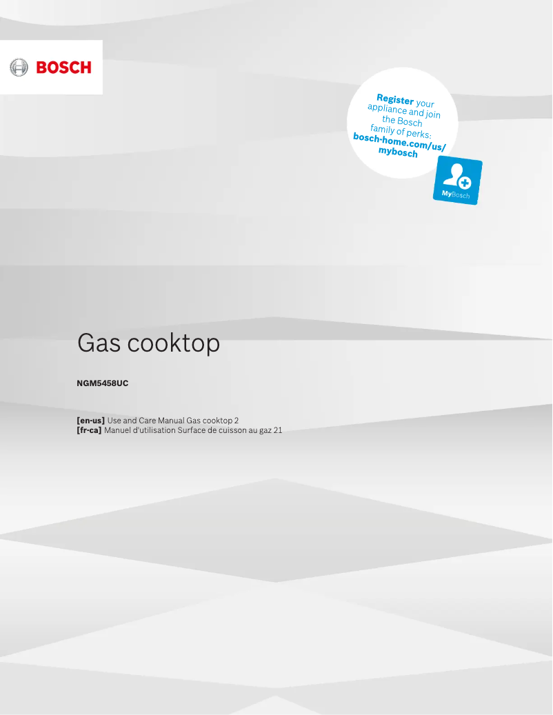 Page 1 de la notice Manuel d'utilisation et d'entretien Bosch NGM5458UC